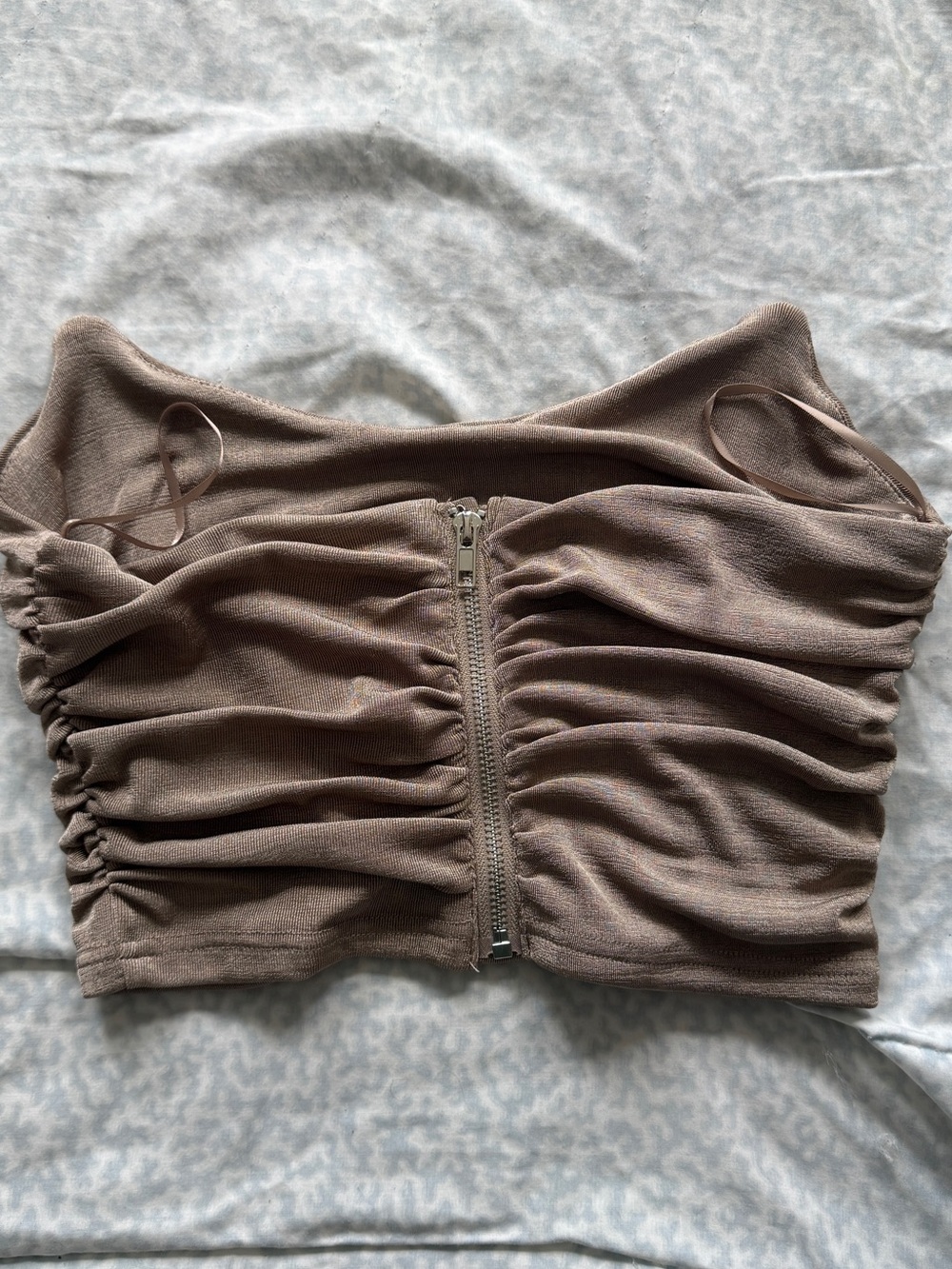 Women's Ruched Corset Top - Taupe - Picture 2 of 4